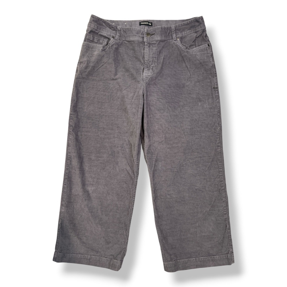 Toad&Co Corduroy Pants Women 14 Gray Wide Leg Crop Organic Cotton Coastal Fall - Picture 2 of 8